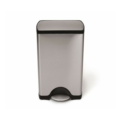 Obdélníkový pedálový koš 38 l, matná ocel, nerez