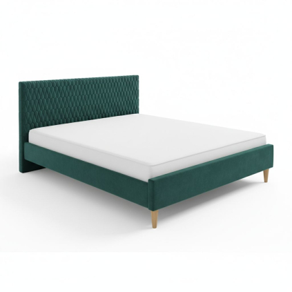 Postel Azurro Velvet 160 x 200 cm, tmavě zelená