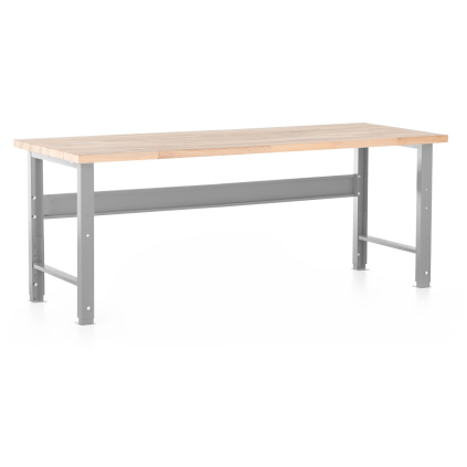 Výškově nastavitelný dílenský stůl Basic s čelní deskou 200 x 80 cm, šedá - ral 7038