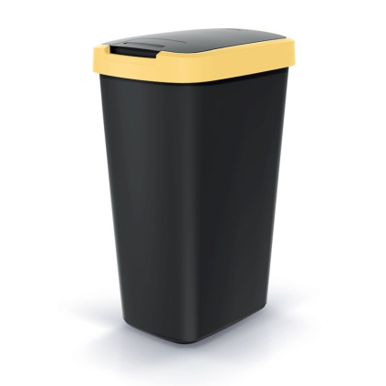 Odpadkový koš s barevným víkem, 45 l, žlutá / černá
