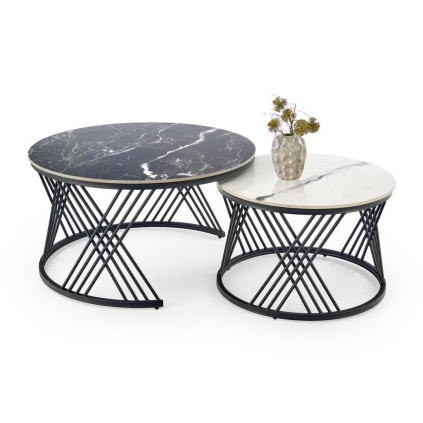 63866 konferencni stolek flamingo cerny mramor bila