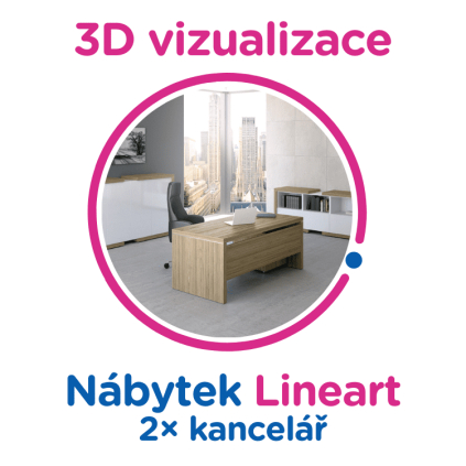 3D vizualizace Lineart: 2×  kancelář, max. 12 pracovních míst