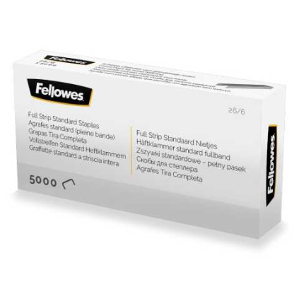 Spony Fellowes 26/6 - 5000 ks, stříbrná