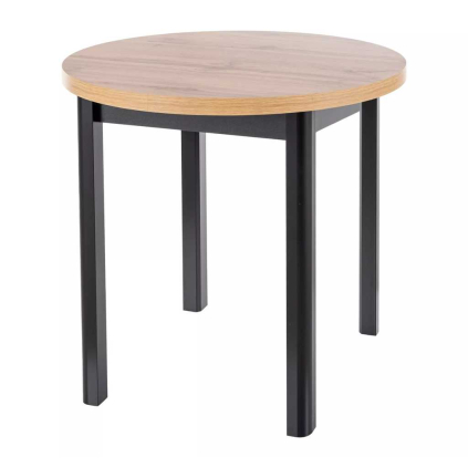 Jídelní stůl Adam - průměr 80 cm, dub artisan / černá