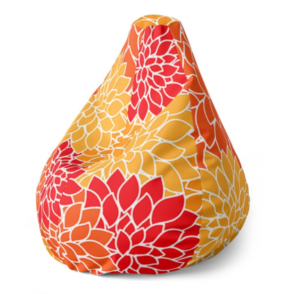 Sedací vak Pear barevné květiny - dětský, červená / žlutá