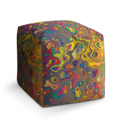 Taburet Cube barevné skvrny, barevná
