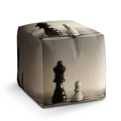 Taburet Cube šachy, béžová