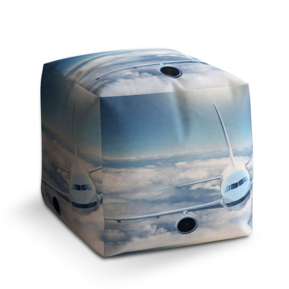 Taburet Cube letadlo v oblacích, modrá