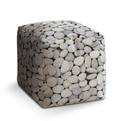 Taburet Cube oblázky, šedá