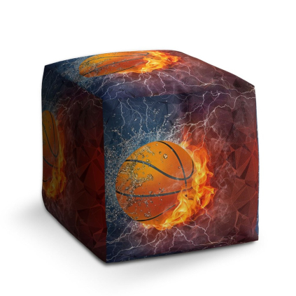 Taburet Cube basketbalový míč, hnědá / černá