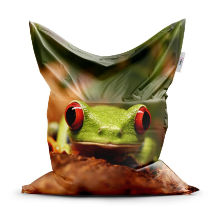 Sedací vak Classic zelená žába - dětský, zelená / hnědá