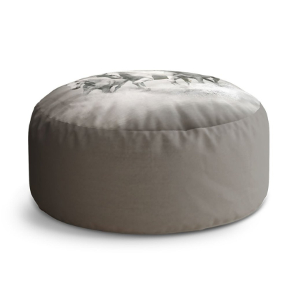 Taburet Circle bílí koně, šedá