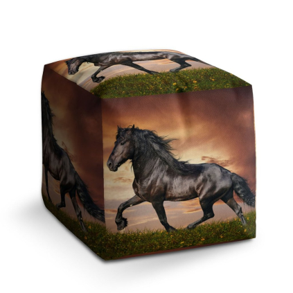 Taburet Cube friský kůň, hnědá