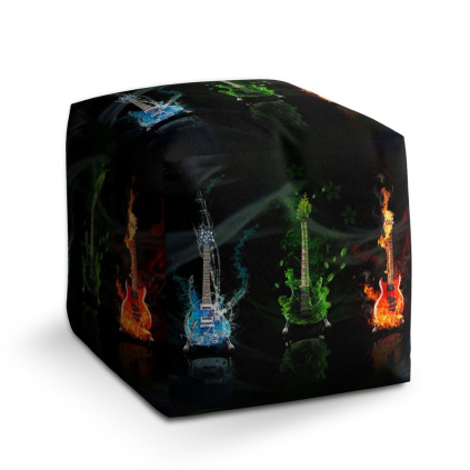 Taburet Cube kytary, černá