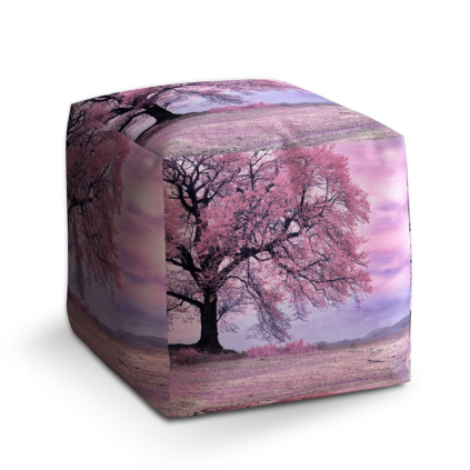 Taburet Cube růžový strom, růžová