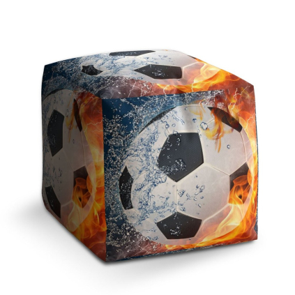 Taburet Cube fotbalový míč, oranžová / černá