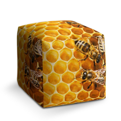 Taburet Cube včely, žlutá