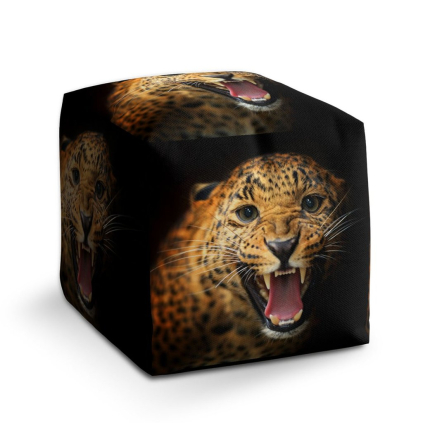 Taburet Cube gepard 2, žlutá / černá