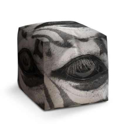 Taburet Cube oko zebry, šedá