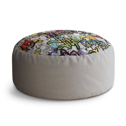 Taburet Circle graffiti, barevná