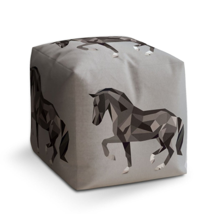 Taburet Cube kůň, šedá