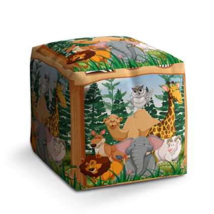 Taburet Cube zoo, barevná