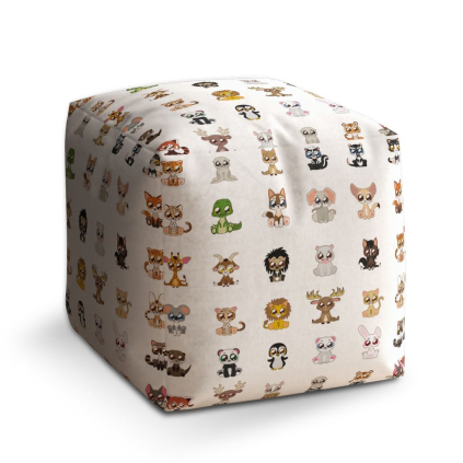 Taburet Cube zvířátka 4, bílá