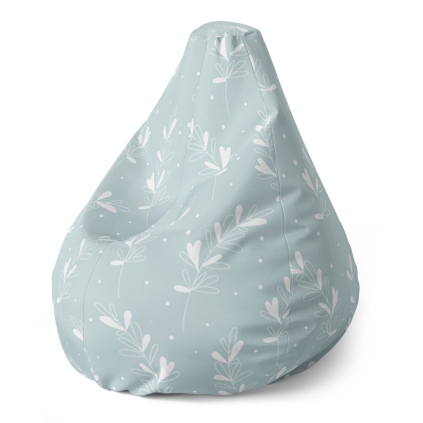 Sedací vak Pear bílé lístky - dětský, šedá
