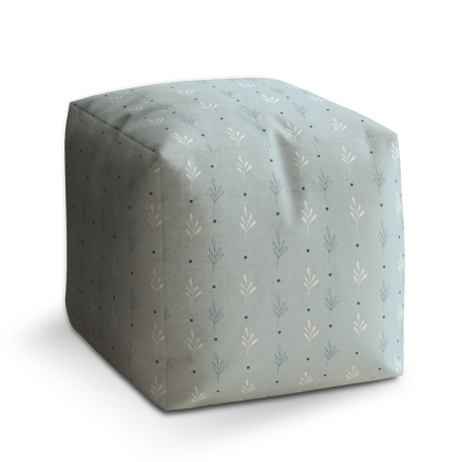 Taburet Cube modré a bílé lístky, šedá