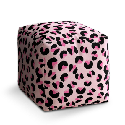 Taburet Cube růžový gepard, růžová