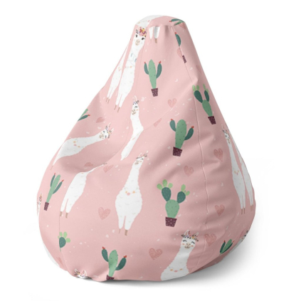 Sedací vak Pear lama a kaktusy - dětský, růžová
