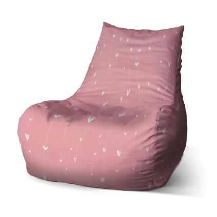 Sedací vak Bean asymetrická srdíčka, růžová