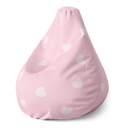 Sedací vak Pear růžová srdíčka - dětský, růžová