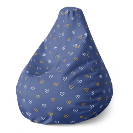 Sedací vak Pear srdíčka na modré - dětský, modrá