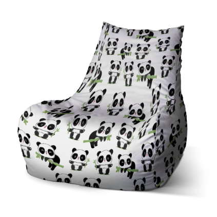 Sedací vak Bean pandy s větvičkou, bílá / černá