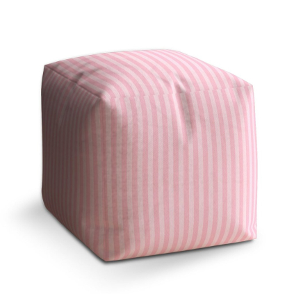 Taburet Cube růžové pruhy, růžová
