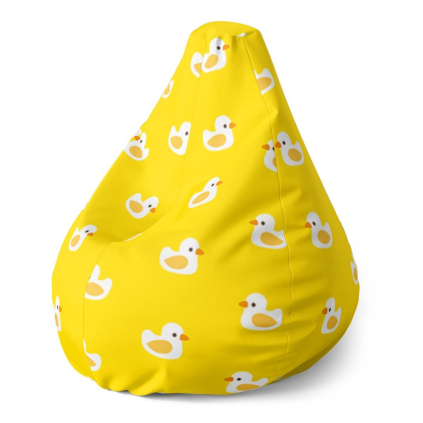 Sedací vak Pear bílé kachničky, žlutá