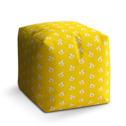 Taburet Cube bílé kachničky, žlutá