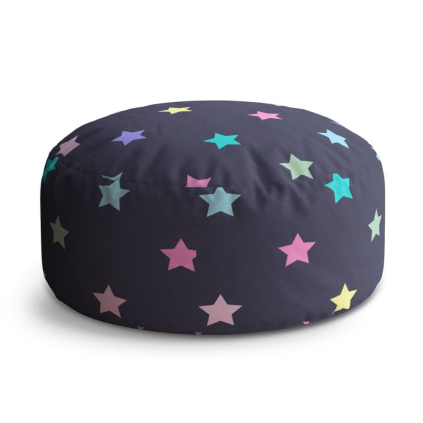 Taburet Circle hvězdy na modré, barevná
