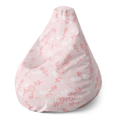 Sedací vak Pear růžové rostliny - dětský, růžová