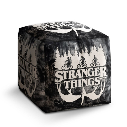 Taburet Cube Stranger Things White, černá / bílá
