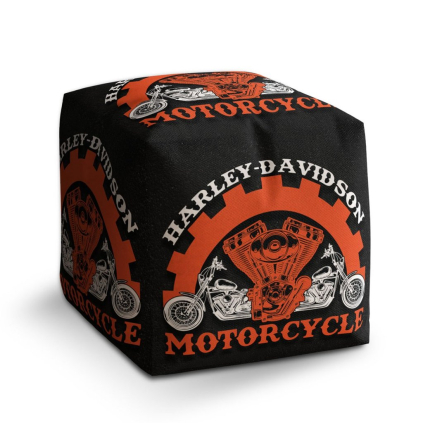Taburet Cube Harley-Davidson motor, černá / červená