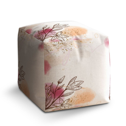 Taburet Cube jarní akvarel, krémová