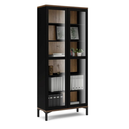 Vitrína Atrei, černá / ořech