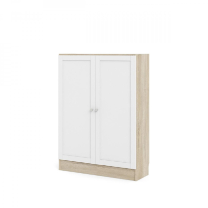 Skříň Bask 79 x 28,3 x 107,2 cm, dveře dřevo, dub sonoma / bílá