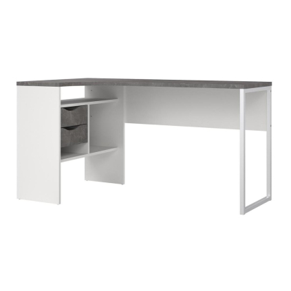 Psací stůl Felix Corner, bílá / šedá