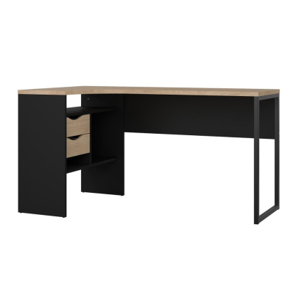 Psací stůl Felix Corner, černý mat / hikora jackson