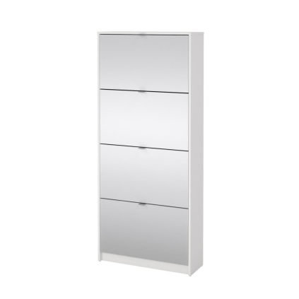 Botník Flap C 240 se zrcadlem, bílá / stříbrná