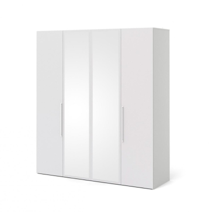 Šatní skříň Lutta se zrcadlem, bílá / stříbrná
