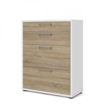 Skříň Modulo 89 x 40 x 113 cm, zásuvky, bílá / dub sonoma